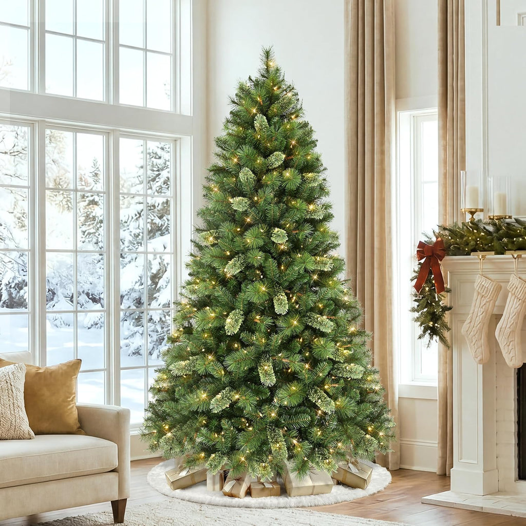 puleo international 7.5ft pre-lit teton pine christmas tree, package contents