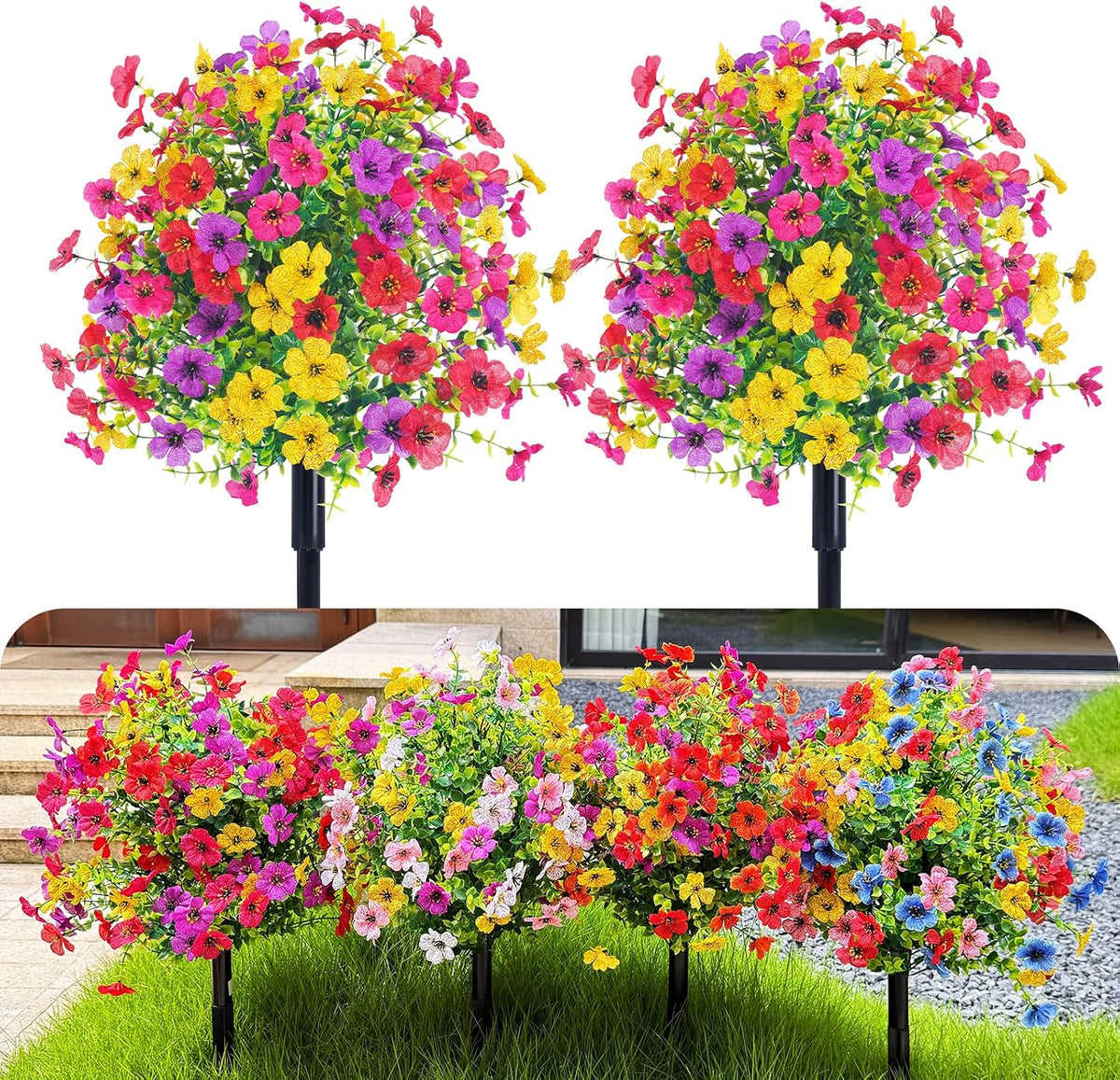 22 inch artificial flowers and shrubs with stakes, main product view