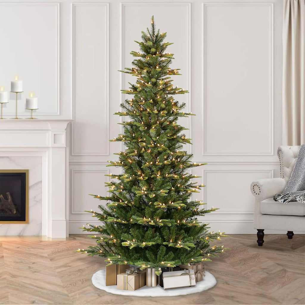 puleo international 7.5ft pre-lit slim aspen fir artificial, side view
