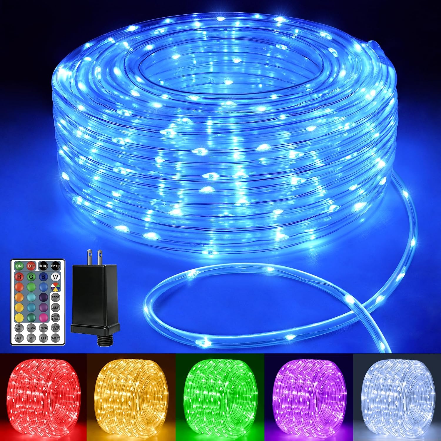 Ollny Rope Lights Outdoor Color Changing, 66FT 200 LED Waterproof Plug in Christmas Lights with Remote, 16 Colors Twinkle Outdoor String Lights for Outside Indoor Party Easter Holiday Decorations