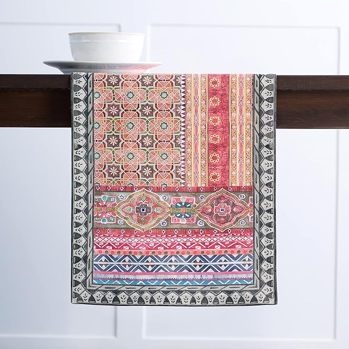 Maison d' Hermine Table Runner 100% Cotton Single Layer Table Runners 72 inches Long for Thanksgiving Christmas Decorations Home Kitchen Dining Party Wedding (Ispahan, 14.5" x 72")