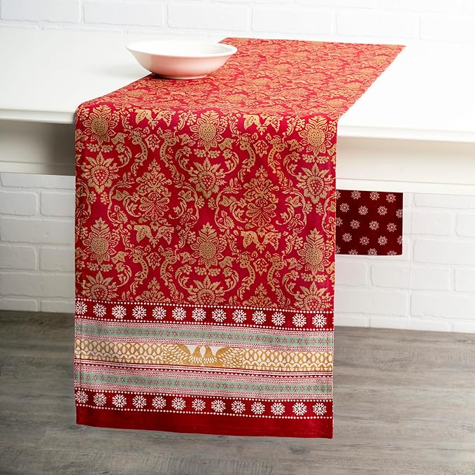 Maison d' Hermine Table Runner 100% Cotton Double Layer Table Runners 108 inches Long Decorative for Home Kitchen Dining Party Baby Shower Wedding Bridal Shower (Sofia, 14.50" x 108")