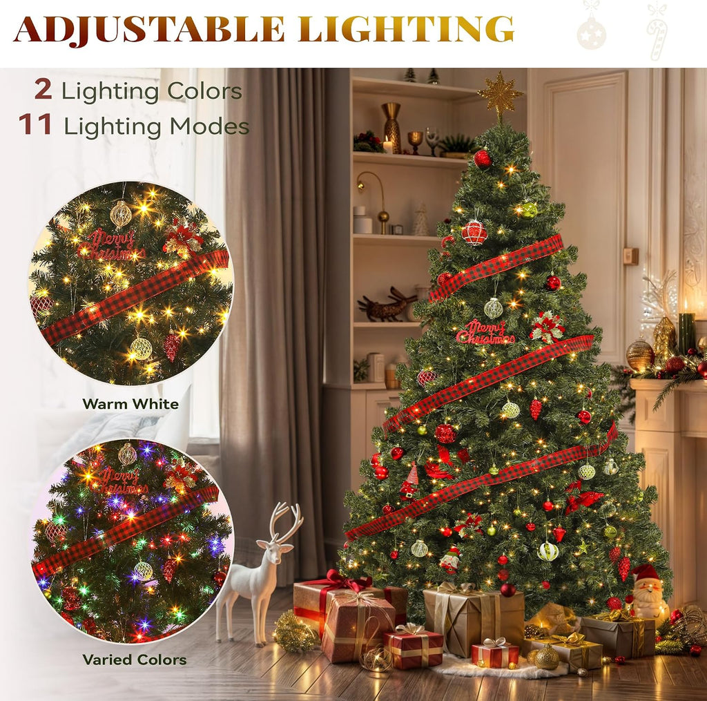 yitahome prelit green christmas tree 7.5ft with remote shown in use