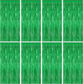 8 Pack Green Streamer, 3.28 FT x 7.05 FT Dinosaur Backdrop, Metallic Tinsel Backdrop FOI Fringe Curtains Party Streamer, Jungle Decor Green Streamer Party Decorations Photo Booth Props