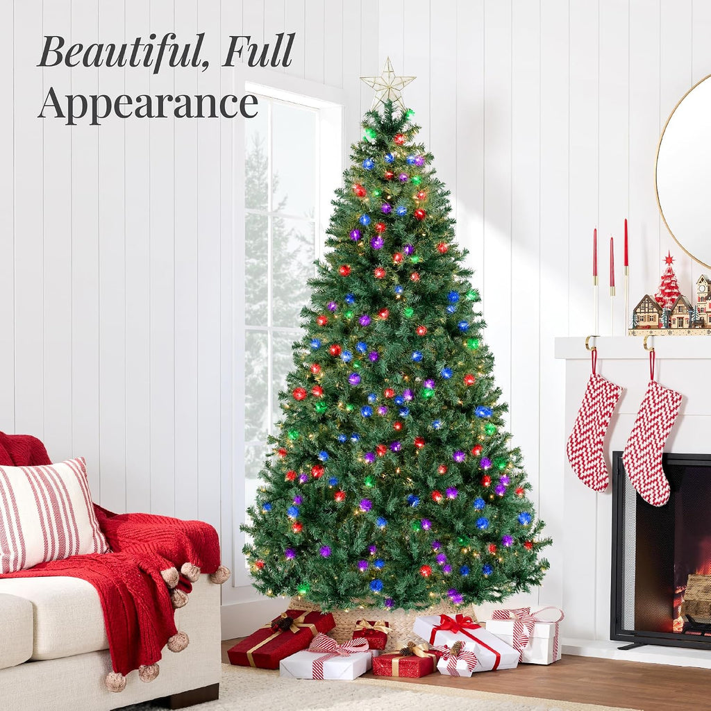best choice products 6ft pre-lit christmas tree w/twinkling, close-up detail