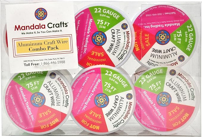 Mandala Crafts 22 Gauge Anodized Aluminum Craft Wire for Jewelry Making - 450 FT Colored Flexible Rose Gold Combo Wire - Bendable for Bonsai Armature Crafting Sculpting