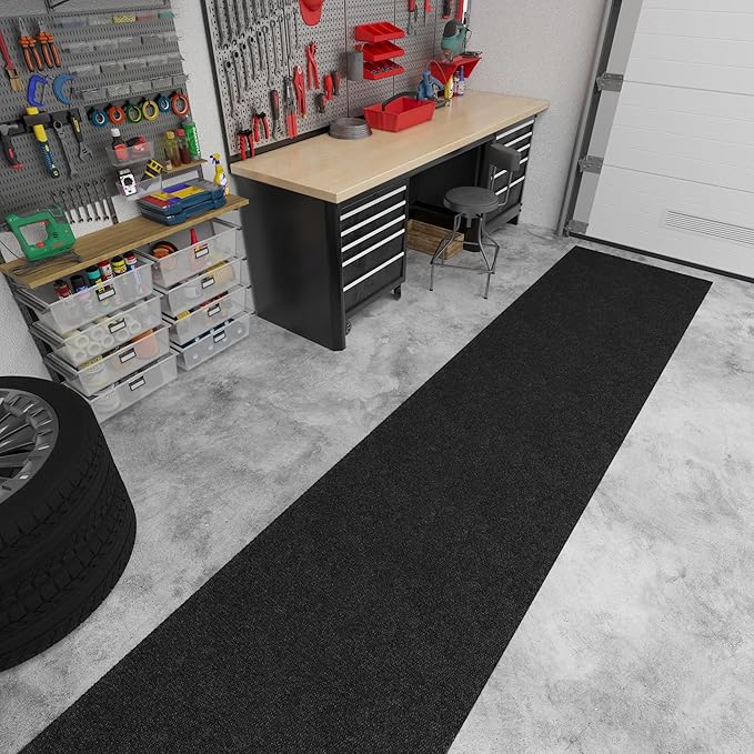 Ottomanson Commercial Scrape Rib Entry Mat – Heavy Duty Ribbed Floor Mat for High Traffic – Non Slip Rubber Back, Waterproof – Indoor Outdoor Use for Offices, Schools, Lobbies, 2'7" x 51', Black