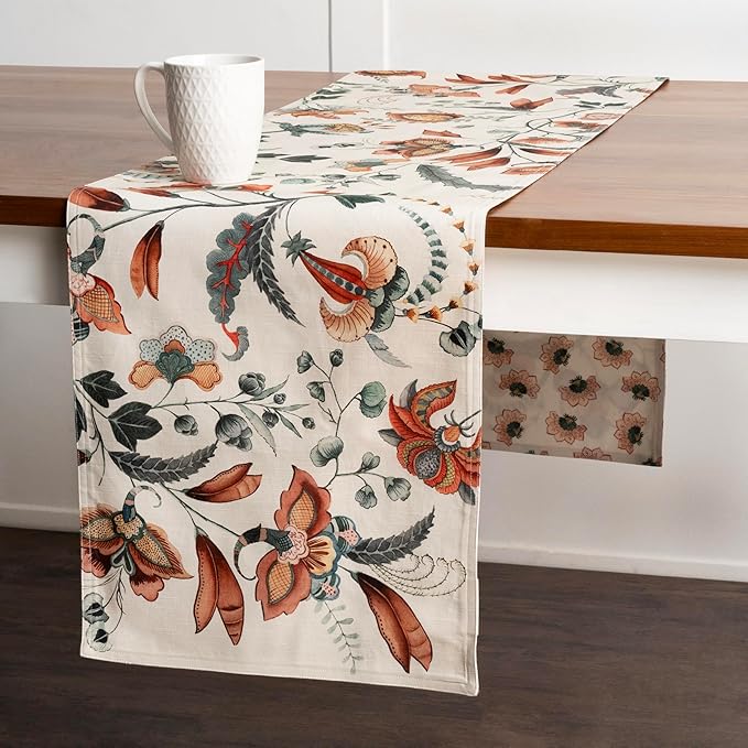 Maison d' Hermine Table Runner 100% Cotton Double Layer Table Runners 108 inches Long for Thanksgiving Christmas Decorations Home Kitchen Dining Party Wedding (Dalida, 14.5" x 108")