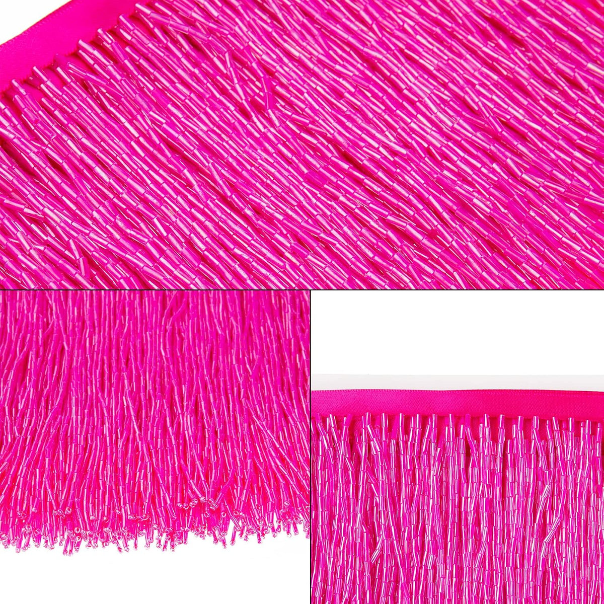 Beaded Fringe Trim,Ribbon Tassel Fringe Trim 6 Inch Wide 3 Yards Long for Cra...