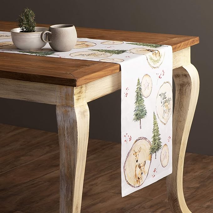 Maison d' Hermine Table Runner 100% Cotton Single Layer Table Runners 108 inches Long for Thanksgiving Christmas Decorations Home Kitchen Dining Party Wedding (Mountain Life, 14.5" x 108")