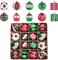 Valery Madelyn Christmas Tree Ornaments Set, 16ct Candy Cane Red Green White Shatterproof Christmas Tree Decorations Bulk, 2.36 Inch Decorative Hanging Ball Ornaments for Xmas Trees Holiday Decor