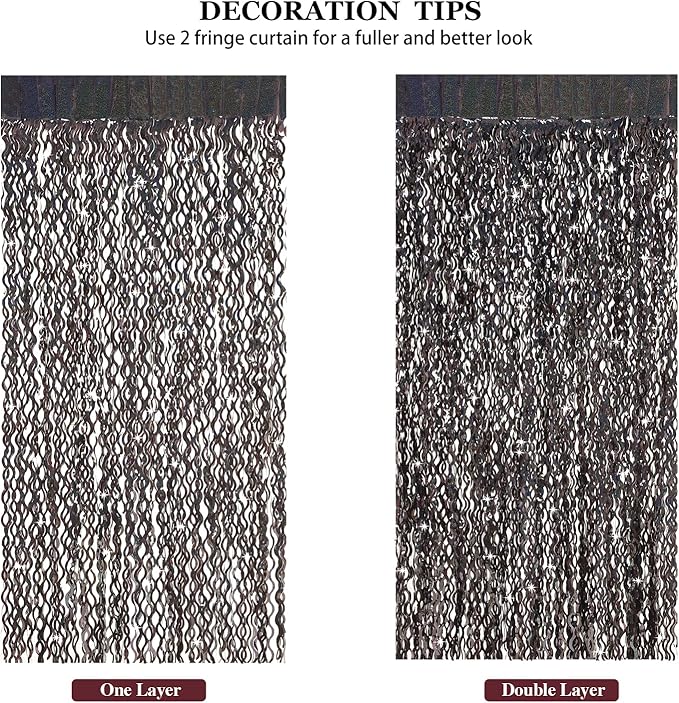 Black Foil Curtain Backdrop, CYLMFC 3 Pack 3.3 ft x 6.6 ft Sparkle Metallic Foil Curtains for Photo Booth Props Decoration,Graduation,Fiesta,Halloween Party Decor