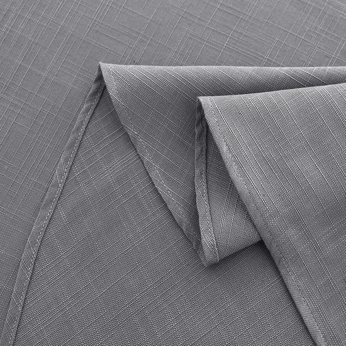 maxmill Lux Faux Linen Tablecloth with Slubby Texture Wrinkle Resistant Anti-Shrink Soft Table Cloth for Kitchen Dining Restaurant Tabletop for Event Holiday Dinner Round 70 Inch Neutral Gray