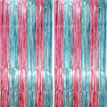 2 Pack Blue and Pink Foil Fringe Backdrop Curtains, Tinsel Streamers Mermaid Party Decorations, Fringe Backdrop for Mermaid Birthday, Baby Shower, Gender Reveal, Disco, Graduation Party