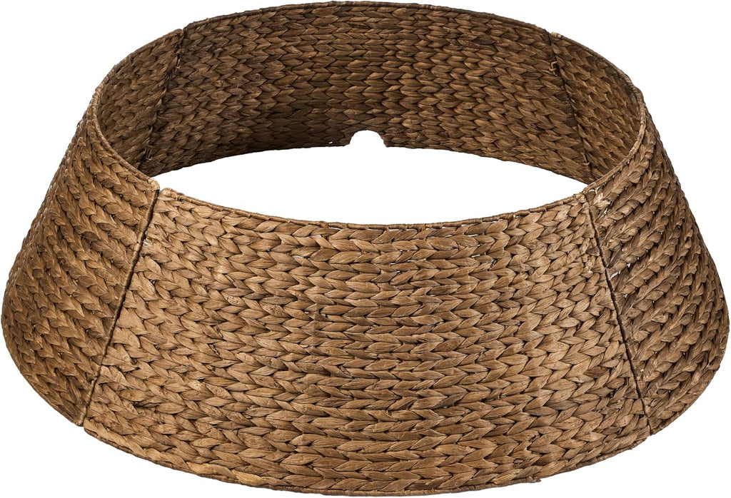 Best Choice Products 42in Christmas Tree Collar, Woven Hyacinth 4-Piece Holiday Rattan Tree Skirt Accessory for Home w/Cord Cut-Out - Chestnut