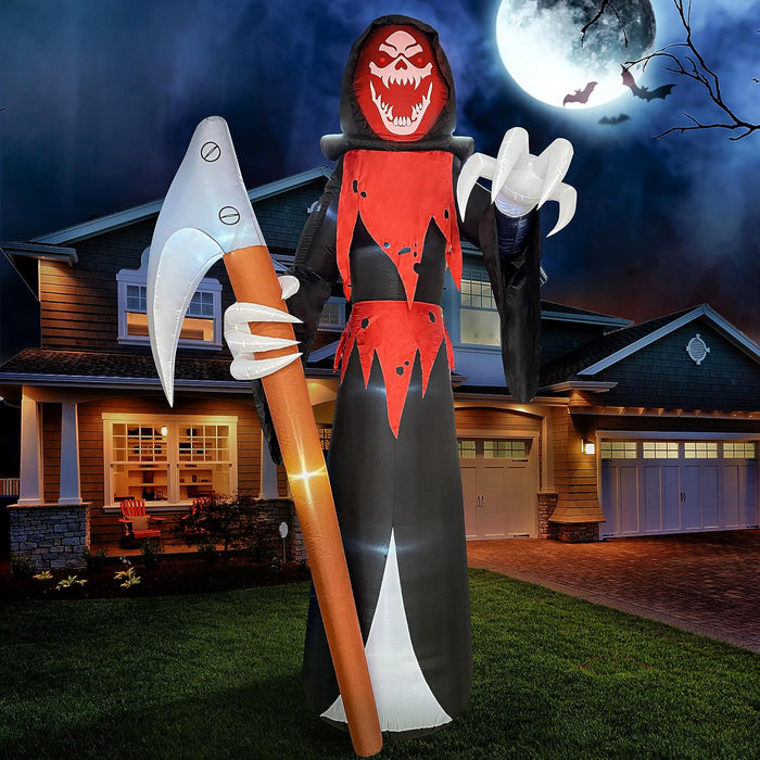 Joiedomi 12 ft Tall Halloween Inflatable Outdoor Decoration, Blow Up Yard Decorations, Grim Reaper Halloween Decor Inflatables with LED for Scary Outside Decor