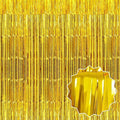 6 Pack Gold Foil Fringe Curtains Backdrop, 3.28 x 8.2 Ft Metallic Streamers Tinsel Curtains Background for Photo Booth, Birthday, Weddings, Carnivals, Graduation, Themed Party Decorations