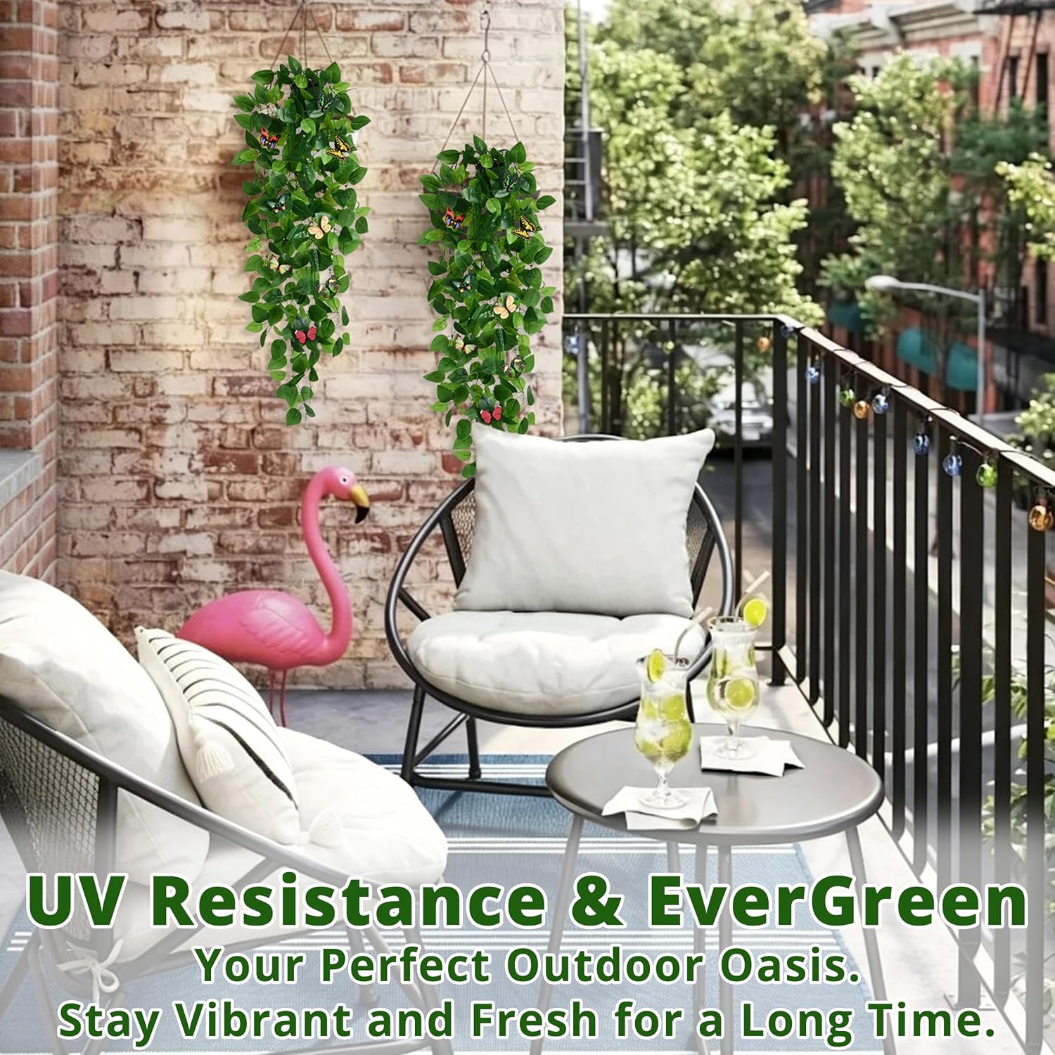 BLEUM CADE Fake Hanging Plants, 2pcs Artificial Pothos Vines Faux Plants Greenery for Wall Home Living Room Office Indoor Outdoor Decor (No Baskets)