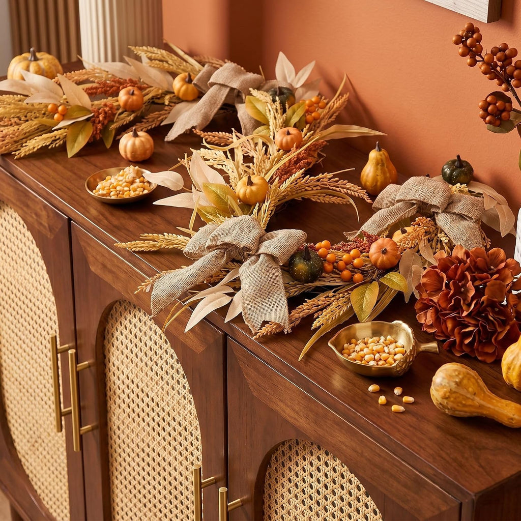 decorbyhannah 6ft fall garland for mantle with lights, side view