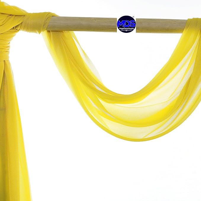 MDS Halloween Chiffon Draping Fabric - 1 Panel, 30" Wide x 20ft Long - Sheer Spooky Arbor & Canopy Drapery for Haunted House Backdrops, Party Ceilings, DIY Costumes & Themed Events - Yellow