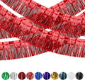 4 Pack Fringe Curtains, Metallic Foil Fringe Garland Shiny Tassel Float Parade Decorations for Trailer Car Graduation Homecoming Outdoor Indoor 4th of July Party (Red)