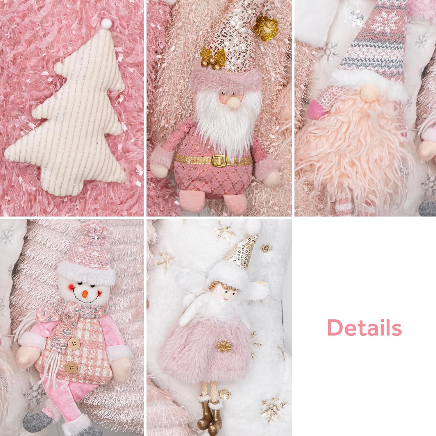 BHD BEAUTY Personalized Christmas Stocking Custom Name 3D Dolls Pink Customized Soft Faux Fur for Family Decorations Hanging Ornament for Xmas Holiday Party 1 Pack