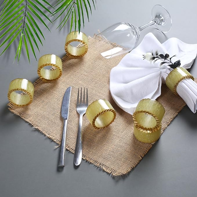 Epoxy Resin Napkin Rings Set of 12 - Handmade Dining Napkin Holder Classic, Everyday, Thanksgiving, Holiday, Christmas, Festive, Party, Gift, Farmhouse Décor (Green) - CLEENTABLE