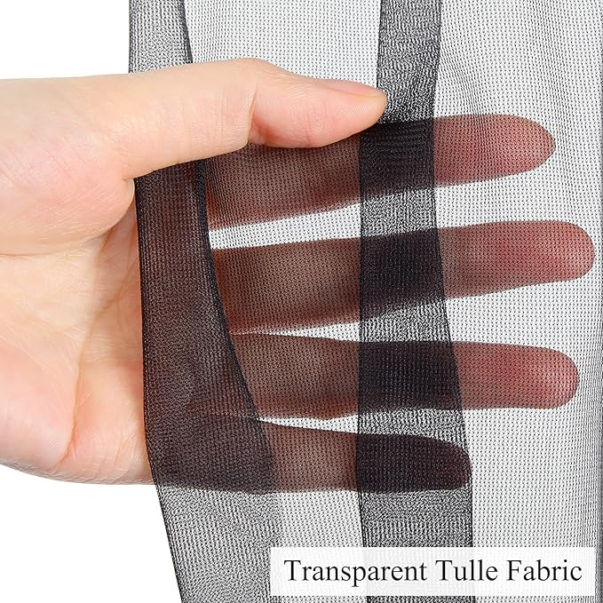 10x10ft Sheer Black Backdrop Curtains for Parties, Tulle Wedding Arch Draping Fabric Photo Background for Birthday Party Halloween Decorations
