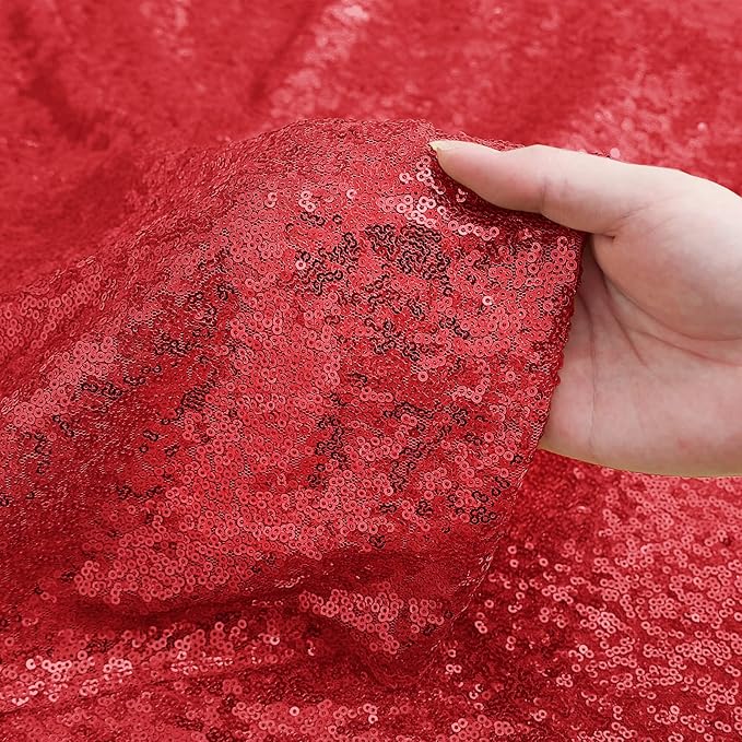 Sugargirl Red Sequin Backdrop Curtain 4 Panels 2FTx8FT Glitter Red Background Drapes Sparkle Photography Backdrop for Party Wedding Birthday Wall Decoration