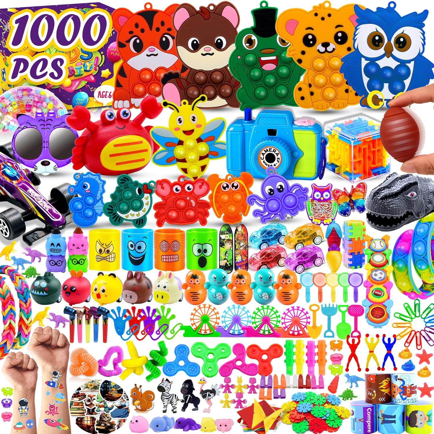 1000 PCS Party Favors for Kids, Bulk Fidget Toys,Goodie Bags Stuffers, Treasure Box Toy for Classroom Prizes, Birthday Gifts, Stocking Pinata Filler Stuffers
