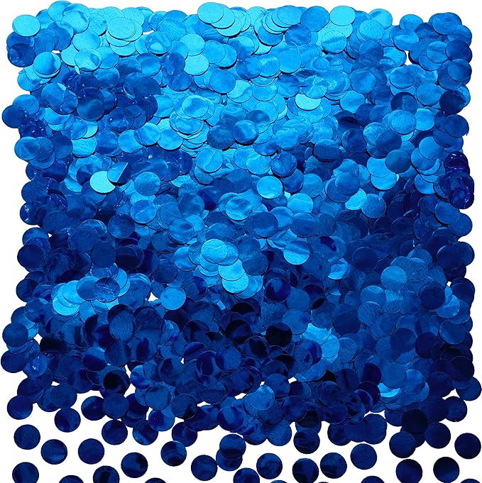 Blue Foil Metallic Round Table Confetti Decor Circle Dots Mylar Table Scatter Confetti Wedding Bachelorette Under the Sea Baby Shower Birthday Party Confetti Decorations, 60g