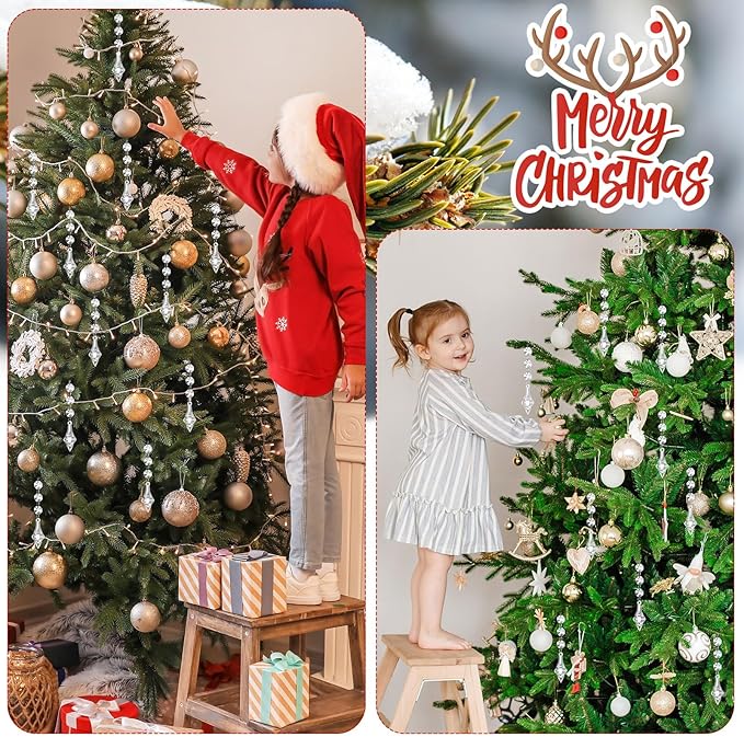 Nuenen 100 Pcs Hanging Crystals for Centerpieces Acrylic Chandelier Garland Beads Strands Prism Decorations Clear Teardrop Chandelier Crystals Pendant Wedding Home Garden Outdoor Ornaments(Lantern)