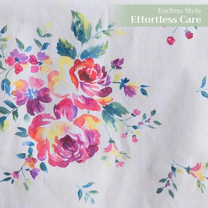 Maison d' Hermine Table Runner 100% Cotton Single Layer Table Runners 108 inches Long Decorative for Home Kitchen Dining Party Wedding Bridal Shower Spring Summer (Rose Garden, 14.50" x 108")