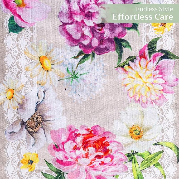 Maison d' Hermine Table Runner 100% Cotton Double Layer Table Runners 72 inches Long Decorative for Home Kitchen Dining Party Baby Shower Wedding Bridal Shower Spring Summer (Pivoine, 14.50" x 72")