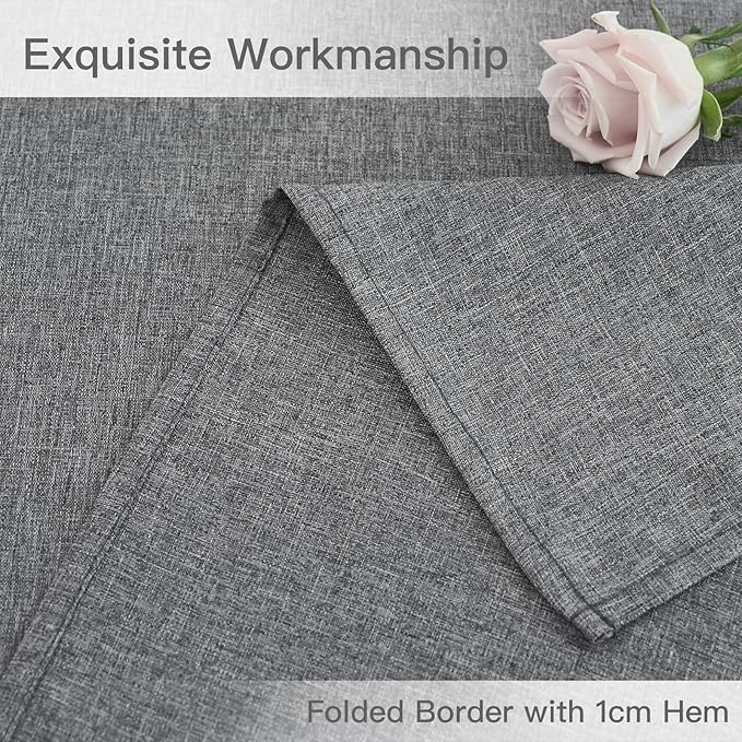 maxmill Rectangle Linen Textured Tablecloth Waterproof Spillproof Wrinkle Free Washable Fabric Table Cloth Kitchen Dining Tabletop Decoration Table Cover for Holiday Party, 52 x 70 Inch, Dark Grey