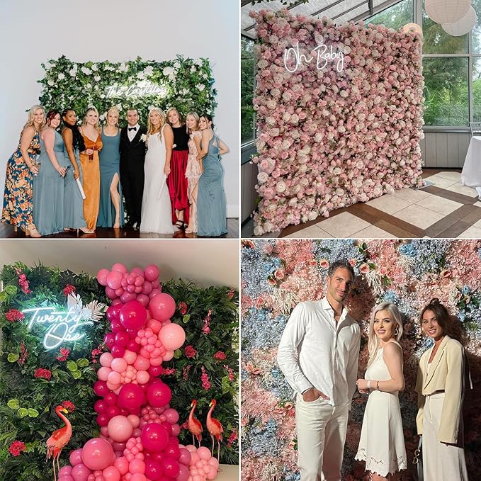 Artificial Luxury‌ Flower Wall Panels, Gorgeous 3D Silk Floral Backdrop for Wedding, Baby Show, Party and Home Decor, Quick Assembly/Storage, Eco ＆ Pet Friendly, 2 pcs, Each Panel 2 * 8 ft.
