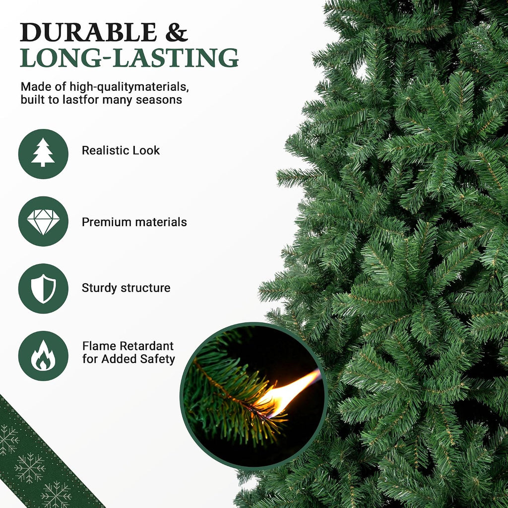 artificial christmas tree,7.5ft christmas with over 1800 branch, side view