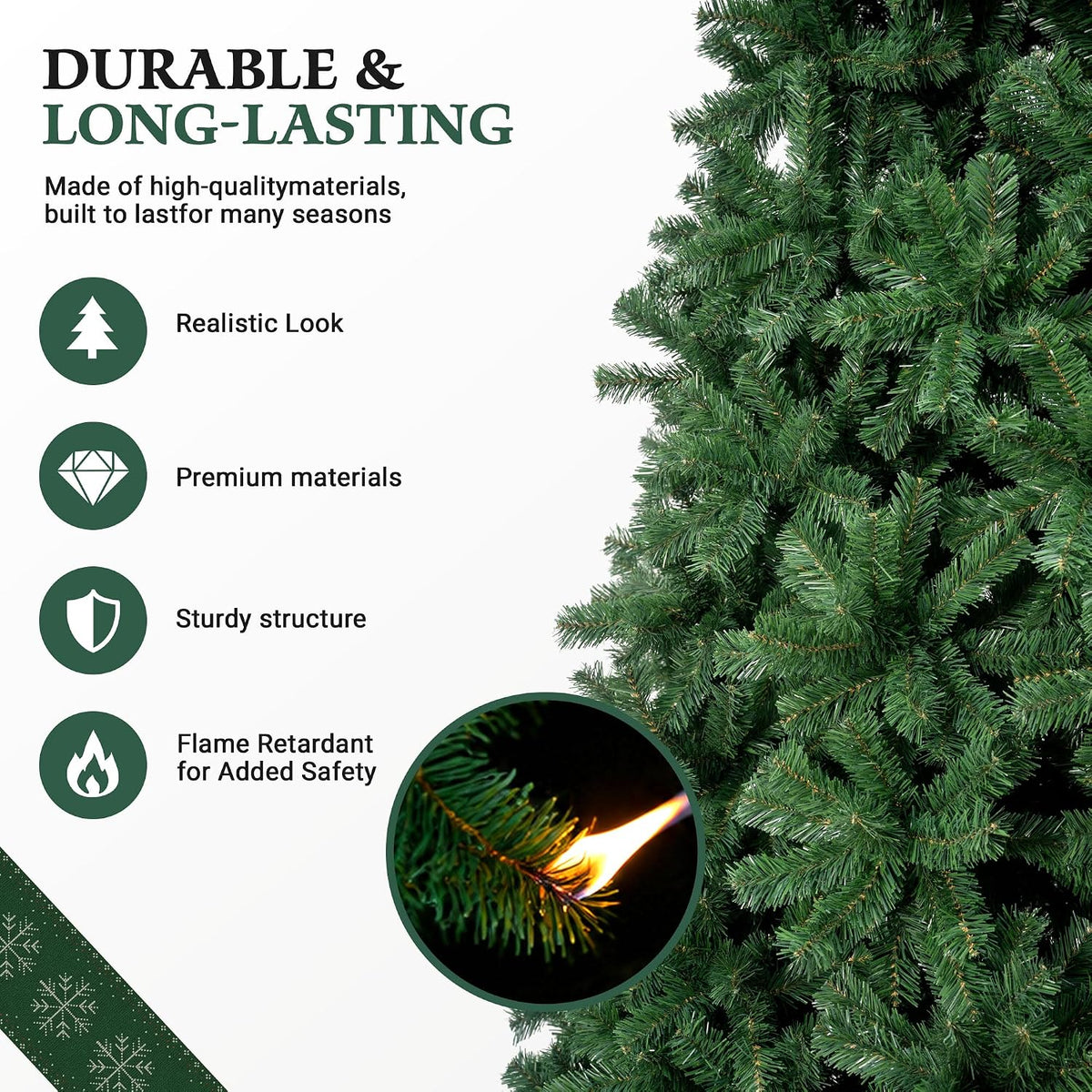 artificial christmas tree,7.5ft christmas with over 1800 branch, side view