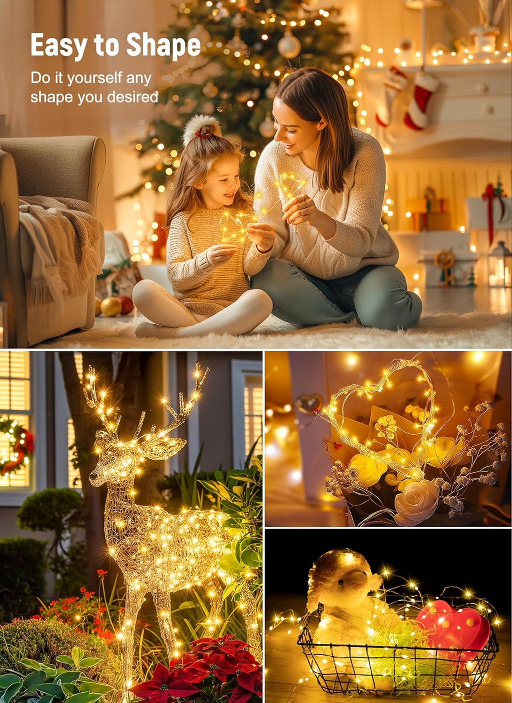 Minetom Twinkle Fairy Lights, 33 ft 100 LED USB Plug in String Lights with Remote and Timer, Waterproof 8 Modes for Bedroom Indoor Wreath DIY Party Wedding Holiday Christmas Ramadan Decorations