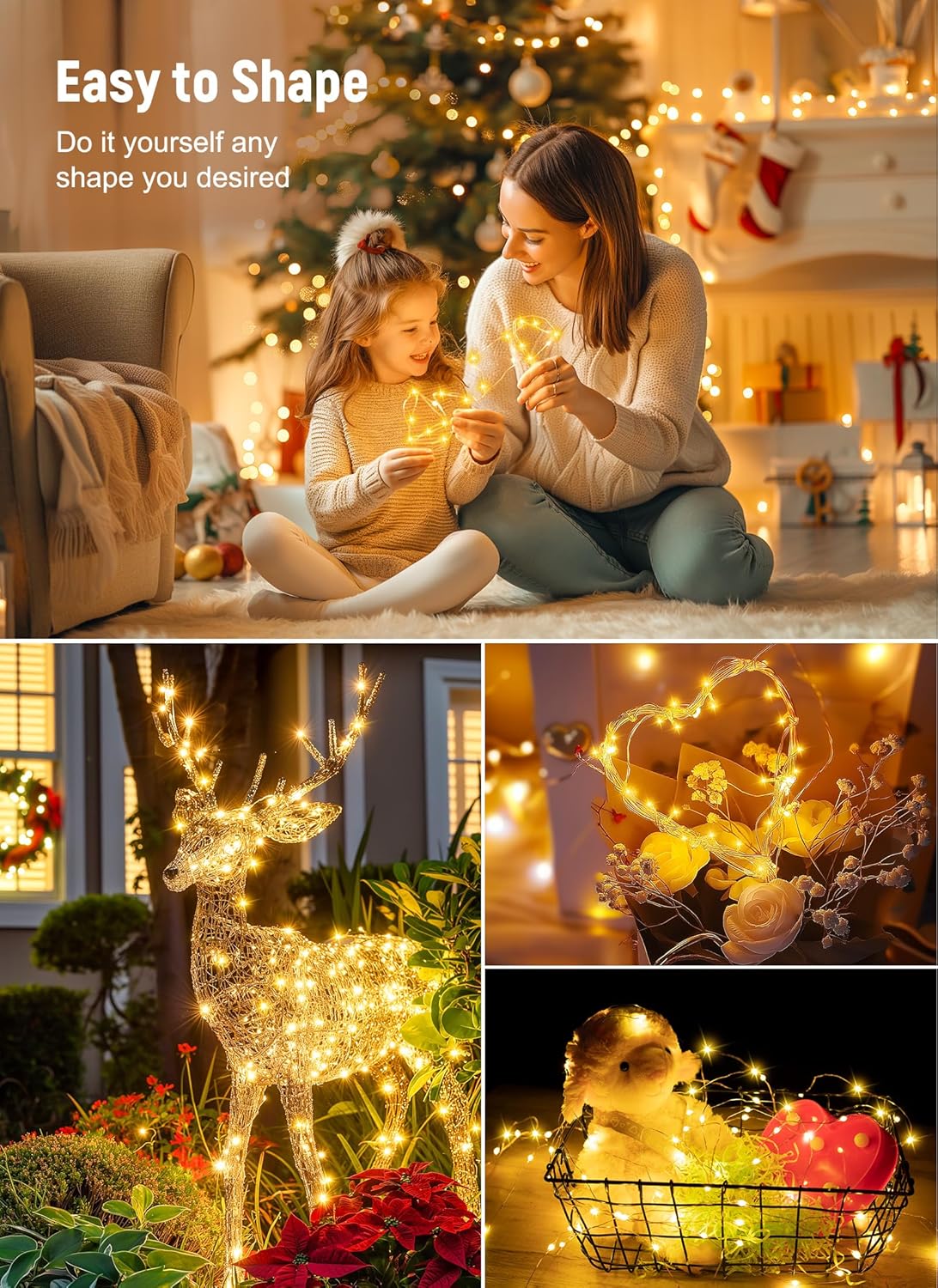 Minetom Twinkle Fairy Lights, 33 ft 100 LED USB Plug in String Lights with Remote and Timer, Waterproof 8 Modes for Bedroom Indoor Wreath DIY Party Wedding Holiday Christmas Ramadan Decorations