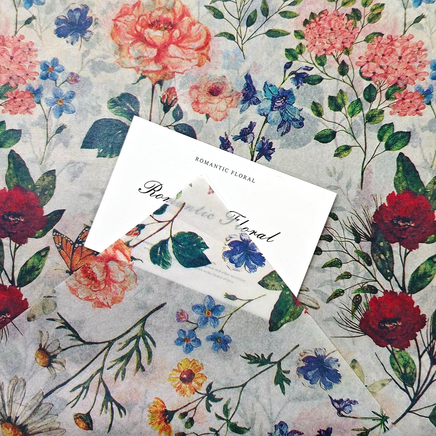 LIAPAWPAW Rustic Floral Tissue Paper, Wildflower Lavender Printed Gift Wrapping Tissue Paper for Gift Bags, Vintage Art Packaging for Birthday, Wedding, Shower, Holiday, DIY Craft, 60 Sheets 20×14 in