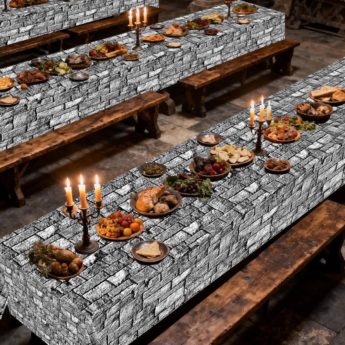 party greeting Stone Wall Backdrop Tablecloth Roll 200FT x 51 Inch