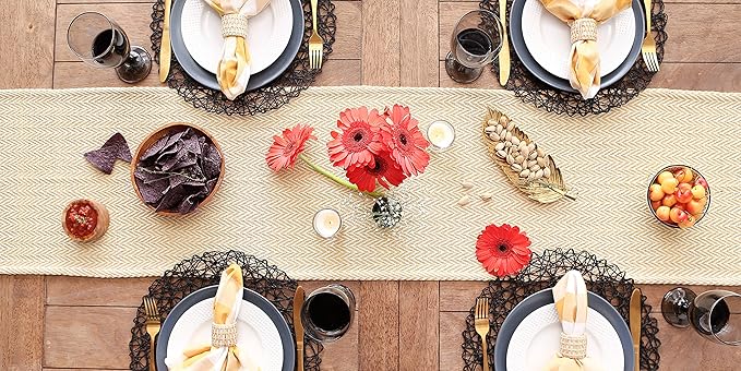 DII Woven Basic Tabletop Collection, Chevron Table Runner, 15x72, Marigold