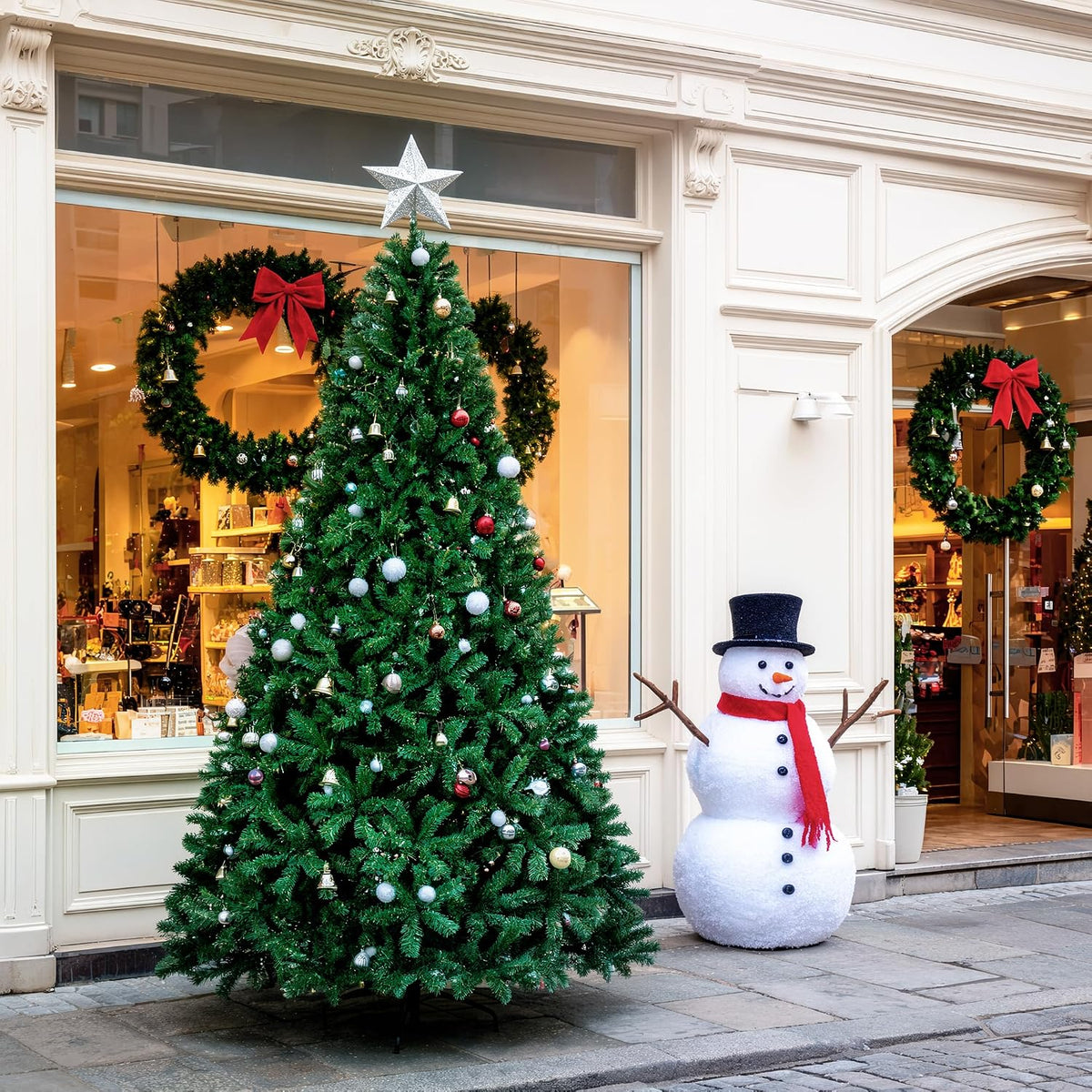 artificial christmas tree,7.5ft christmas with over 1800 branch, front angle view