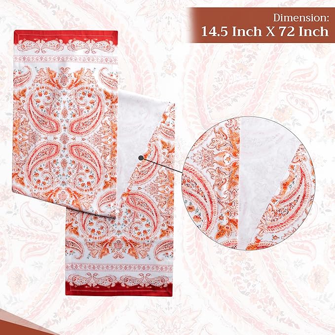 Maison d' Hermine Table Runner 100% Cotton Single Layer Table Runners 72 inches Long for Thanksgiving Christmas Decorations Home Kitchen Dining Party Wedding (Orient, 14.5" x 72")