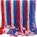 Moon Boat 100PCS 4th of July Accessories Necklaces: Blue White and Red Beads Bulk, Patriotic Party Independence Memorial Day Favors Toys Decorations