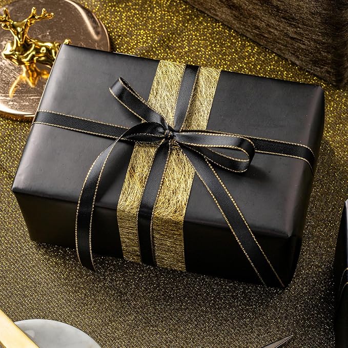 Garbendy Black Wrapping Paper - Solid Color Matte Gift Wrapping Paper Roll Perfect for Wedding, Birthday for Men, Christmas,Graduation Gifts, Father's Day Gifts - 17 Inch X 33 Feet