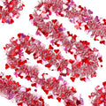 Sggvecsy 49.2Ft Valentine’s Day Heart Tinsel Garland Pink Red White Metallic Twist Garland Shining Ceiling Hanging Decorations for Valentine’s Day Party Anniversary Birthday Holiday Indoor Supplies