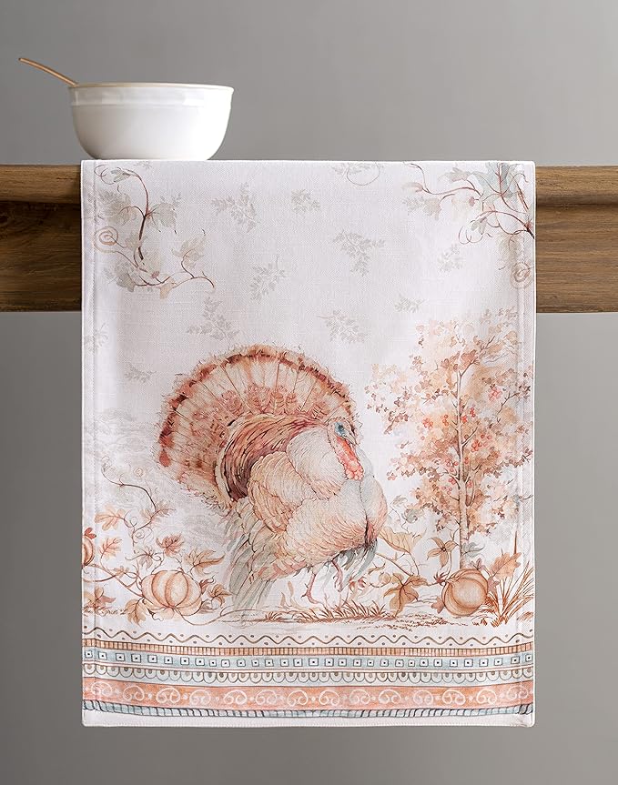 Maison d' Hermine Table Runner 100% Cotton Double Layer Table Runners 108 inches Long for Thanksgiving Christmas Decorations Home Kitchen Dining Party Wedding (Giving Thanks, 14.5" x 108")
