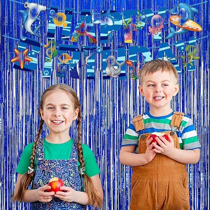 Dark Blue Tinsel Backdrop Streamers - GREATRIL Party Streamers Backdrop Foil Fringe Curtains for Birthdays/Bachelorette/Bridal Shower/Engagement Decorations - 1m x 2.5m - Pack of 2